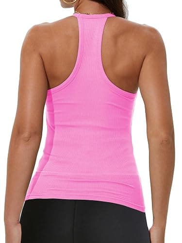 iGENJUN Workout Tops for Women Racerback Basic Tank Summer 2025 Camisole V Neck Slim Fit Ribbed Sleeveless thumbnail 2