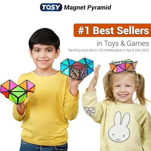 TOSY Magnet Pyramid Stone - 1 Cube Transforms into 1 Billion Shapes, 243 Rare Earth Magnets, Holographic Design, Spinner Accessory, Fidget/Puzzle/Sensory/STEAM Toy, Gift for Valentine Easter Birthday thumbnail 3