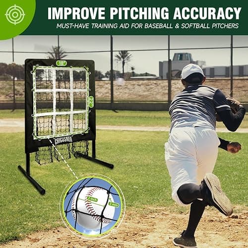 9 Hole Pitching Net, Heavy-Duty Baseball Net with Strike Zone for Pitching and Hitting, Height Adjustable Training Equipment with 9 Pocket Pitching Target for Baseball & Softball Practice thumbnail 3