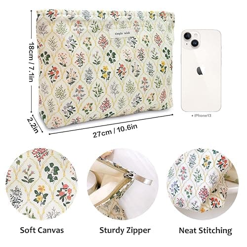 STARDW Aesthetic Floral Makeup Bag Cute Small Cosmetic Bags for Women Girls, Travel Toiletry Bag Large Capacity Zipper Makeup Pouch, Purse Organizer Pouches thumbnail 3