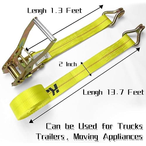 KJE Ratchet Straps Heavy Duty(4 Pack), 2" x 15' Ratchet Strap 10,000 Lbs Max Break Strength, Tie Down Ratcheting with J-Hook, Cargo Straps for Truck, Trailer, Moving Appliances thumbnail 6