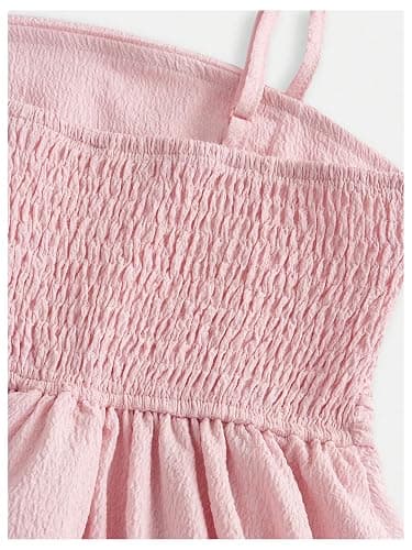 RoseSeek Girl's Flowy Cami Dress Ruched Sleeveless Pink Layered Ruffle Kawaii Short Smocked Summer Dresses thumbnail 5