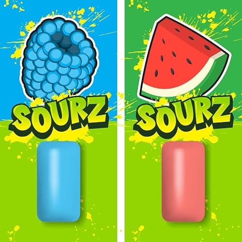 PUR Jumbo SOURZ Gum | Aspartame Free Chewing Gum | 100% Xylitol | Natural Flavor | Sour Blue Raspberry, Sour Watermelon, 20 Pieces (Pack of 1) thumbnail 3