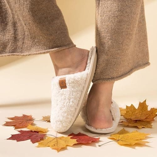 EverFoams Women's Fuzzy Slip-on Slippers Warm Cozy Soft Lightweight Memory Foam Indoor House Shoes thumbnail 7