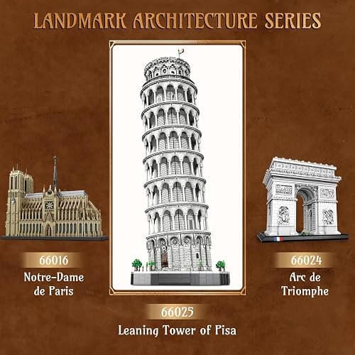 Reobrix Leaning Tower of Pisa Building Block Sets for Adults 66025, 7652 PCS Large Architecture Model Kit Italy Famous Historical Landmark Building Set for Adults 14+ thumbnail 7