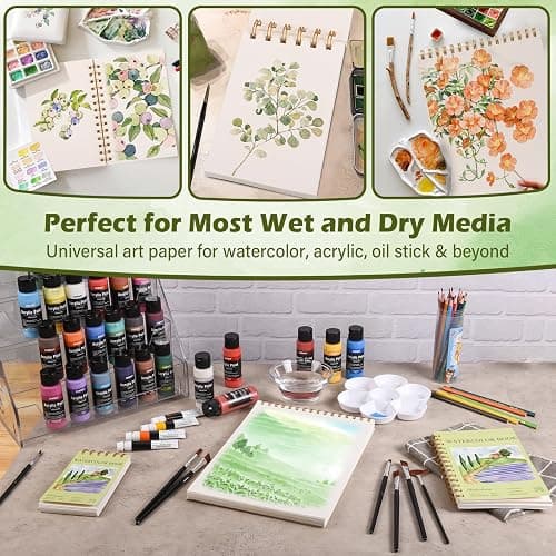 5x7.5 Inch Spiral Watercolor Paper Pad - 30 Sheets 140lb/300g Acid-Free Artist Paper | Tear-Line Perforated Pages for Framing & Mixed Media |Watercolor, Art Journaling (Adults, Students, Travel) thumbnail 6