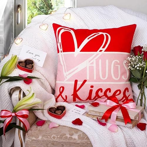 HunnmingRe 17 Pcs Valentines Day Decoration Tree Ornament Extra Large Love Tree Topper Valentine Pillow Cover Romantic Wood Heart Ornament Picks Pink Red for Wedding Holiday Party Anniversary Decor thumbnail 7