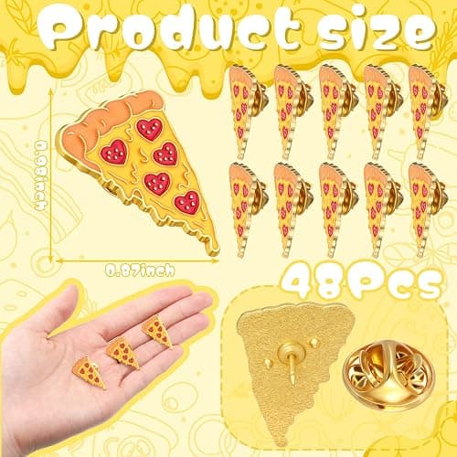 Tondiamo 48 Pcs Pizza Pin Bulk Food Slice of Pepperoni Heart Enamel Lapel Brooch Pizza Lover Bulletin Board Decorations Pin Gift for Summer Party Accessories thumbnail 2