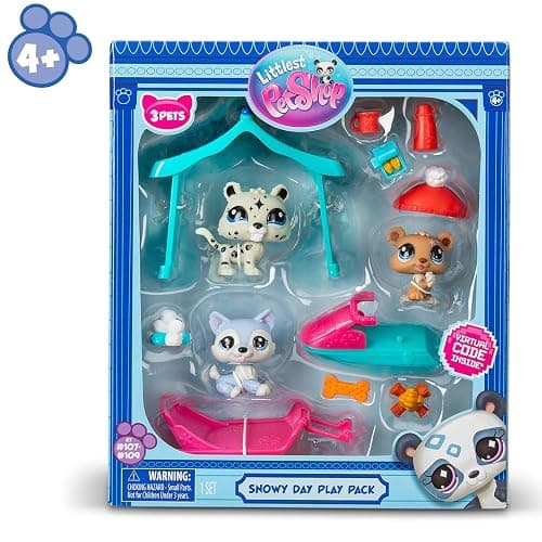 BANDAI Littlest Pet Shop Snow Day Set BF00534 Includes 3 Pets, 3 Accessories, 1 Collector Card, 1 Virtual Code, 1 Snowmobile, 1 Sled, Generation 7 (#107, #108, #109),4 Years+ thumbnail 7