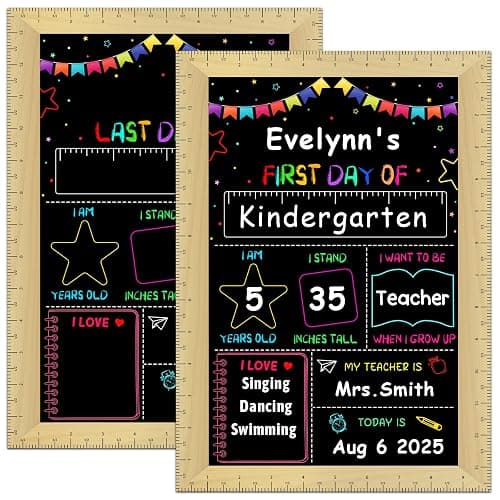 JUESMOS First & Last Day of School Sign with Ruler Frame | 9.8"x13.8" Back to School Board Sign for Kids Girls Boys Reusable 1st Day of School Chalkboard Sign for Kindergarten - Image 1