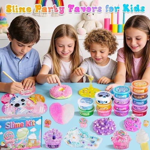 LAWOHO 15 Pack DIY Dessert Slime Kit for Kids - Super Soft, Non-Sticky & Crunchy Butter Slime, Creative Food Theme DIY Toy for Stress Relief, Party Favors, Christmas Birthday Goodie Bag Stuffers Gift thumbnail 7