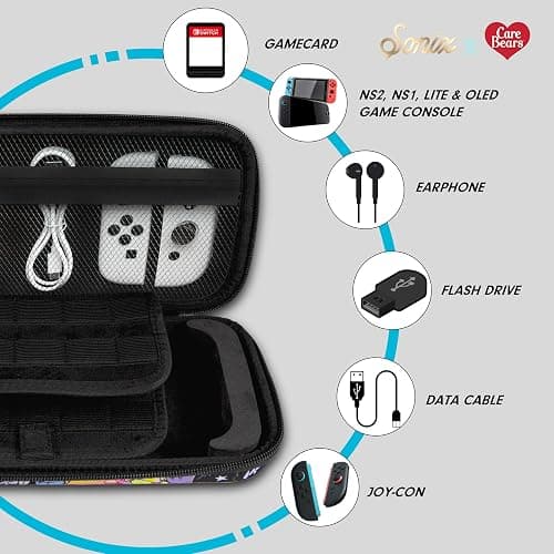 Sonix Carrying Case for Nintendo Switch 2, Switch 1, Lite, OLED, Protective Travel Case with Game Cartridge Storage | Care Bears Let's Play thumbnail 4