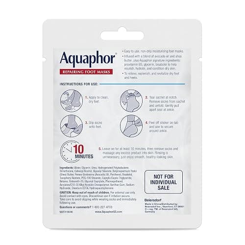 Aquaphor Advanced Therapy Repairing Foot Masks, 6 Masks x 0.7 FL OZ | Moisturizing Socks for Dry Feet, Hydrating Foot Care Treatment with Avocado Oil and Shea Butter, Paraben and Fragrance Free thumbnail 13