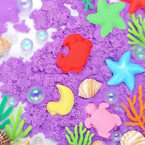 FURWEY 6.6lbs Play Sand,Mixed Packaging of 3-Color Sensory Sand,Suitable for Children to Shaping, Squeezing and Molding thumbnail 6