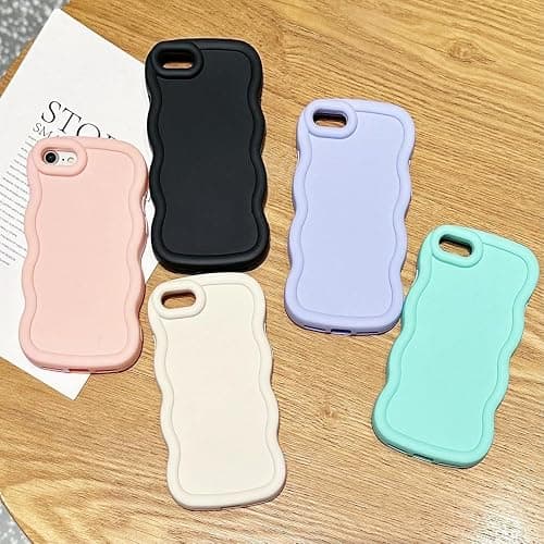 WOGROO Slim Fit Case for iPhone SE (2nd 2020 and 3rd 2022 Generation) & iPhone 7 & iPhone 8 4.7-Inch, Wave Frame, Cute Soft TPU Thin Protective Phone Cover for Women, Light Purple thumbnail 7