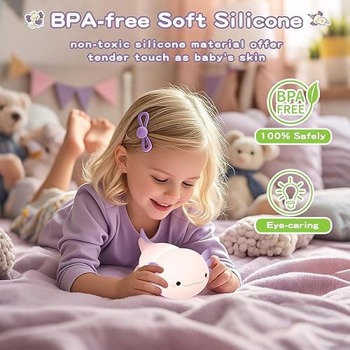Axolotl Night Light for Kids,Cute Purple Axolotl Lamp ,LED Squishy Nursery Nightlight, Soft Silicone Novelty Animal Bedside Touch Lamp,Adorable Room Decor , Axolotl Christmas Gifts for Mom Girls Baby thumbnail 5