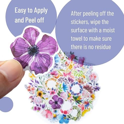 Mr. Pen- Floral Stickers Laptop, 74 pcs, Stickers for Water Bottles thumbnail 5