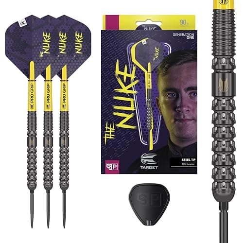 Target Darts Luke Littler G1 Steel Tip Swiss Point Darts, 90% Tungsten Dart, 22G/23G/24G | Generation 1 Steel Tip Dart, Player Edition Swiss Points Dart Sets with Tool, Pro Grip Shafts & No.2 Flights - Image 1