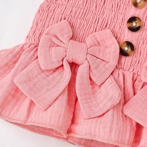 Aenbilo Toddler Baby Girl Clothes Summer Outfits Cute Bow Button Ruffle Camisole Pants Set 9-36 Months thumbnail 5