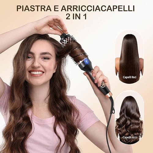 FELLAT Thermal Brush, Spazzola Termica Arricciante, Spazzola Rotonda Termica Elettrica Ionica Per Ricci Naturali, 5 Temperature Regolabile, Meno Danni, Fusto Da 38mm, Doppia Tensione thumbnail 3