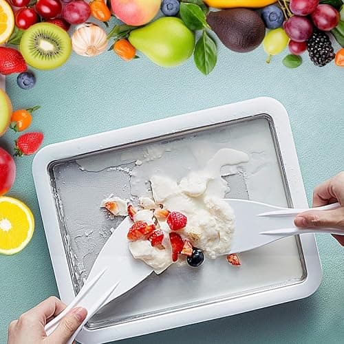 at-Home Rolled Ice Cream Maker Kit, Instant Ice Cream Maker with 2 Scrapers, Soft Serve, Slushies, Frozen Yogurt, Fruity Sorbet, and Gelato (White) Acrylic Woodland Creature thumbnail 5