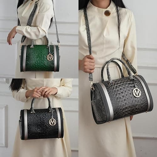 MKF Collection Satchel Bag for Women, Crocodile Embossed Vegan Leather Top-Handles Crossbody Handbag Purse by Mia k thumbnail 2
