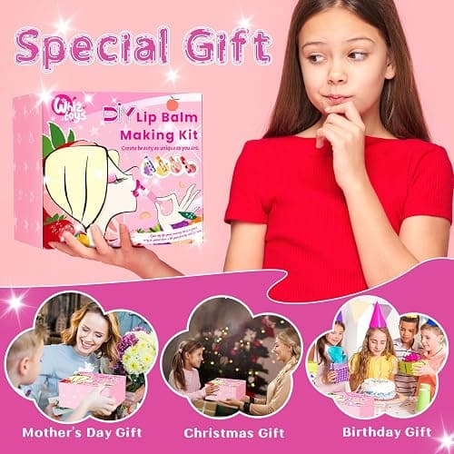 WhizToys DIY Lip Balm Making Kit Teen Girl Gifts Trendy Stuff Make Your Own Lip Gloss Set with Natural Beeswax, Shea Butter,Sweet Almond Oil,24 PCS Lip Blam Containers thumbnail 8