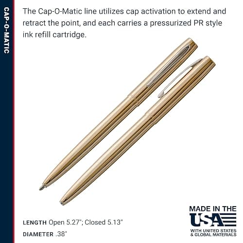 Fisher Space Pen Brass Alloy Cap-O-Matic Pen, Ballpoint, Polished Brass, Black Ink, Gift Box thumbnail 5