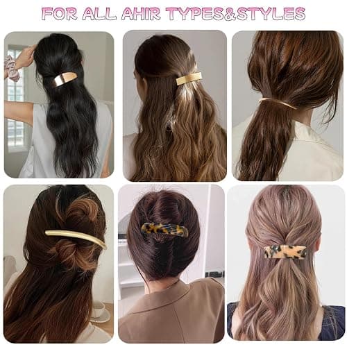6pcs gold barrettes for women Metal Flat Hair Clips Tortoise Retro French Clips Gold Hair Barrettes Snap Hair Clips for Women Lady thumbnail 2