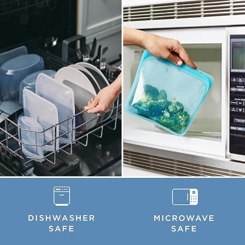 Stasher Premium Silicone Reusable Food Storage Bags, 6-Pack, Clear, Multi-Use Food Storage Bags, Lunch Bag, Travel Containers, BPA Free, Leak-free, Dishwasher-Safe, Eco-friendly thumbnail 7