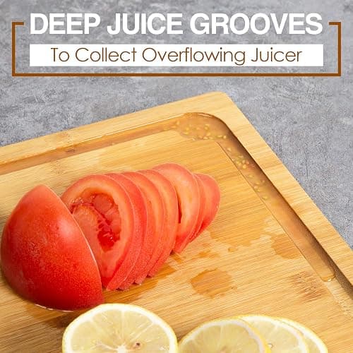 30 x 20 Extra Large Cutting Board, Turkey Carving Board Bamboo Meat Cutting Boards for Kitchen with Juice Groove and Handles Heavy Duty Charcuterie Board, 4XL, Empune thumbnail 4