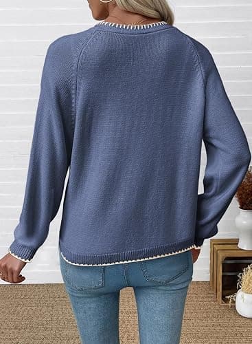 EVALESS Cardigan Sweaters for Women 2026 Trendy Lightweight Knit Fall | Long Sleeve Open Front Bow Tie Sweaters,Fashion Winter Spring Chunky Outerwear,Dressy Casual Work Business Vacation Outfits thumbnail 3
