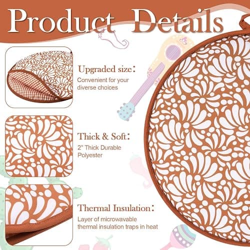 Honeydak 2 Pcs 10 Inch Tortilla Warmer Pouch, Mexican Talavera Pottery Terracotta Pattern Microwavable Insulated Cloth Pouch for Tortillas, Tacos, Naan, and Pizza Rolls thumbnail 4