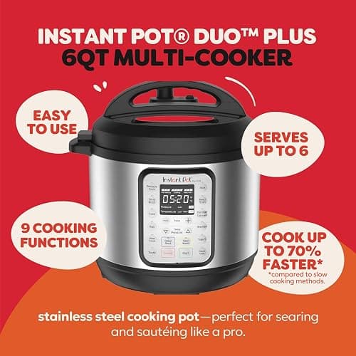 Instant Pot Duo Plus 9-in-1 Multicooker, Pressure Cooker, Slow Cook, Rice Maker, Steamer, Sauté, Yogurt, Warmer & Sterilizer, Includes App With Over 800 Recipes, Stainless Steel, 6 Quarts thumbnail 3