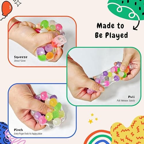 Geoynas DIY Stress Ball Kit for Adults – Squishy Stretch Pinch Toy | 13 fillers, 14 skins, pliers, bowl, mix spoon & 3 sealants. Squeeze & stretch for stress needoh. Case & gift bag. thumbnail 8