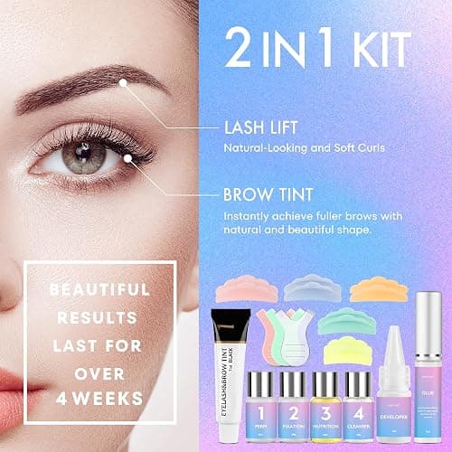 INSUTAM Professional Lash Lift Kit: Semi-Permanent Black Eyebrows Eyelash Perm Set - Salon Quailty Eyelash Lamination at Home for Women (Black) thumbnail 2
