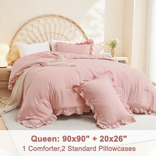 Queen Comforter Set Blush Pink thumbnail 7