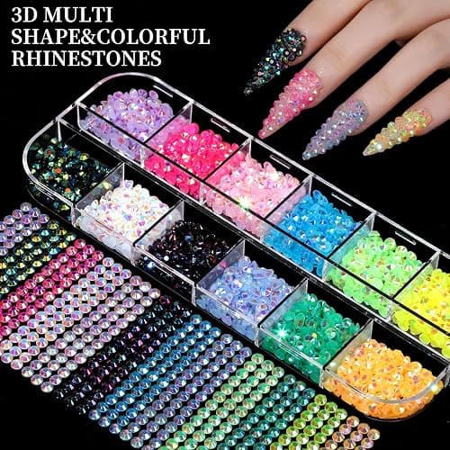 FANDAMEI Nail Charms, Nail Rhinestones Kit with 8 Boxes of Nail Gems, Bedazzling Kit for Nails, Colorful Clear Flatback Rhinestones, Charms Y2K for Nails, Multi Shape Nail Art Accessories for Crafts thumbnail 3