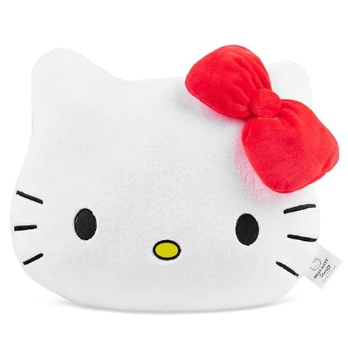 Get Trend Hello Kitty Sanrio 3D Plush Cushion for Sofa & Bed, Kawaii Hugging & Cuddle Cushion for Kids Teens & Adults, Bedroom Accessories, Gifts for Girls (White Hello Kitty, L37 x W32) - Image 1
