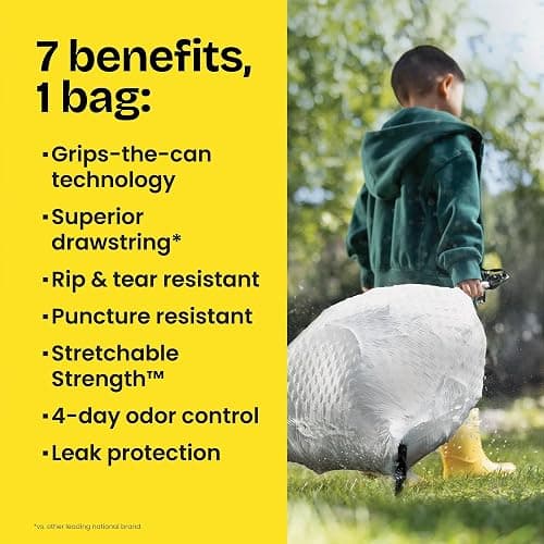 Glad ForceFlex Tall Kitchen Drawstring Trash Bags, 13 Gal, Fragrance Free, 140 Ct (Package May Vary) thumbnail 6