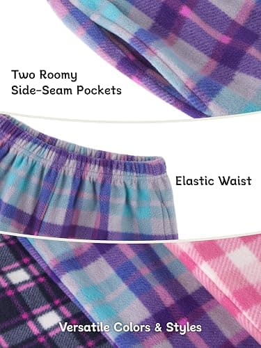 IHU 3 Pack Girls Pajama Pants Micro Fleece Soft PJ Bottoms for Kids Cute Print Lounge Sleep Clothes with Pockets thumbnail 5