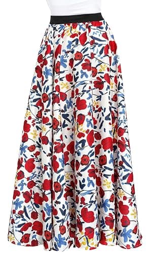 Afibi Women African Skirt Printed Ankara Maxi Skirt Dashiki Long Skirts with Pockets thumbnail 4