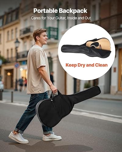 VEVOR Dreadnought Acoustic Guitar, 41 in, 6-String Natural Solid Spruce Top Guitar, Beginner Bundle with Gig Bag, Tuner, Strap, Strings, Picks, Capo, Rosewood Fingerboard, for Adults Taller Players thumbnail 5