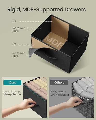 SONGMICS BELLAH Collection - Dresser for Bedroom, Chest of Drawers, Storage Organizer Unit, Closet, Entryway, Steel, 6 Drawers, Modern, Ink Black and Ebony Black ULGS123B01S thumbnail 5