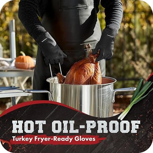 KITCHEN PERFECTION Silicone Smoker Oven Gloves -Extreme Heat Resistant BBQ Gloves -Handle Hot Food Right on Your Smoker Grill Fryer Pit|Waterproof Oven Mitts Grill Gloves |Superior Value Set+3 Bonuses thumbnail 4