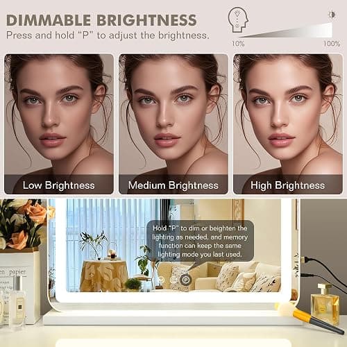 LuxeVue Vanity Mirror with Lights, 23" x 19" Large Makeup Mirror with 3 Color Modes & Adjustable Brightness, Detachable 15x Spot Magnification, Smart Touch Control,Plug in(Tabletop & Wall-Mounted) thumbnail 4