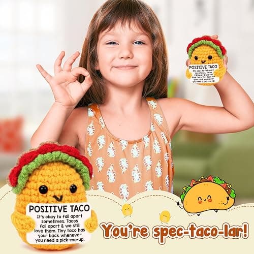 Mini Emotional Taco Support Christmas Birthday Gifts for Women Men Wife Stocking Stuffers Friend Sister Mom Dad Husband Coworker Teen Boys Girls Inspirational Self Care Decor Positive Crochet Animals thumbnail 2