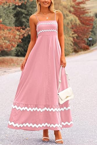 PRETTYGARDEN Women's 2025 Summer Flowy Maxi Dress Casual Sleeveless Spaghetti Strap Ruffle Beach Long Dresses thumbnail 4