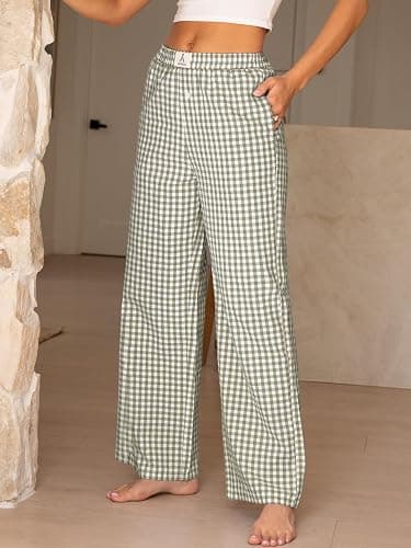 ANRABESS Womens Striped Gingham Pants 2025 Pajama Lounge Boxer Pants Cute Comfy PJ Bottoms with Pockets Y2K Plaid Outfits thumbnail 4