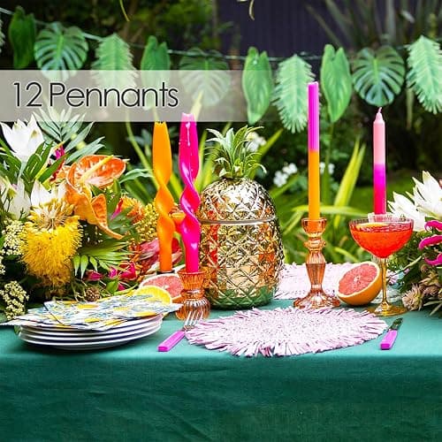 Talking Tables Reusable Tropical Party Decorations Palm Leaves Décor Leaf Garland Hawaiian Theme Party Tiki Bar Decoration for Safari Birthday Summer Green Luau Jungle Paper Length 8.5ft thumbnail 6